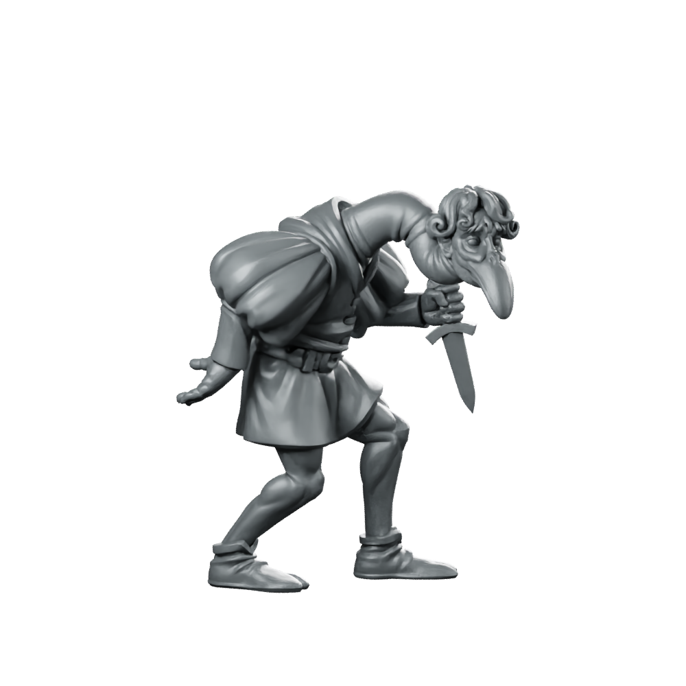 Trench Soldier Birdman Fantasy Miniature Dagger Wielding Sneaky Miniature 360 Spin 01