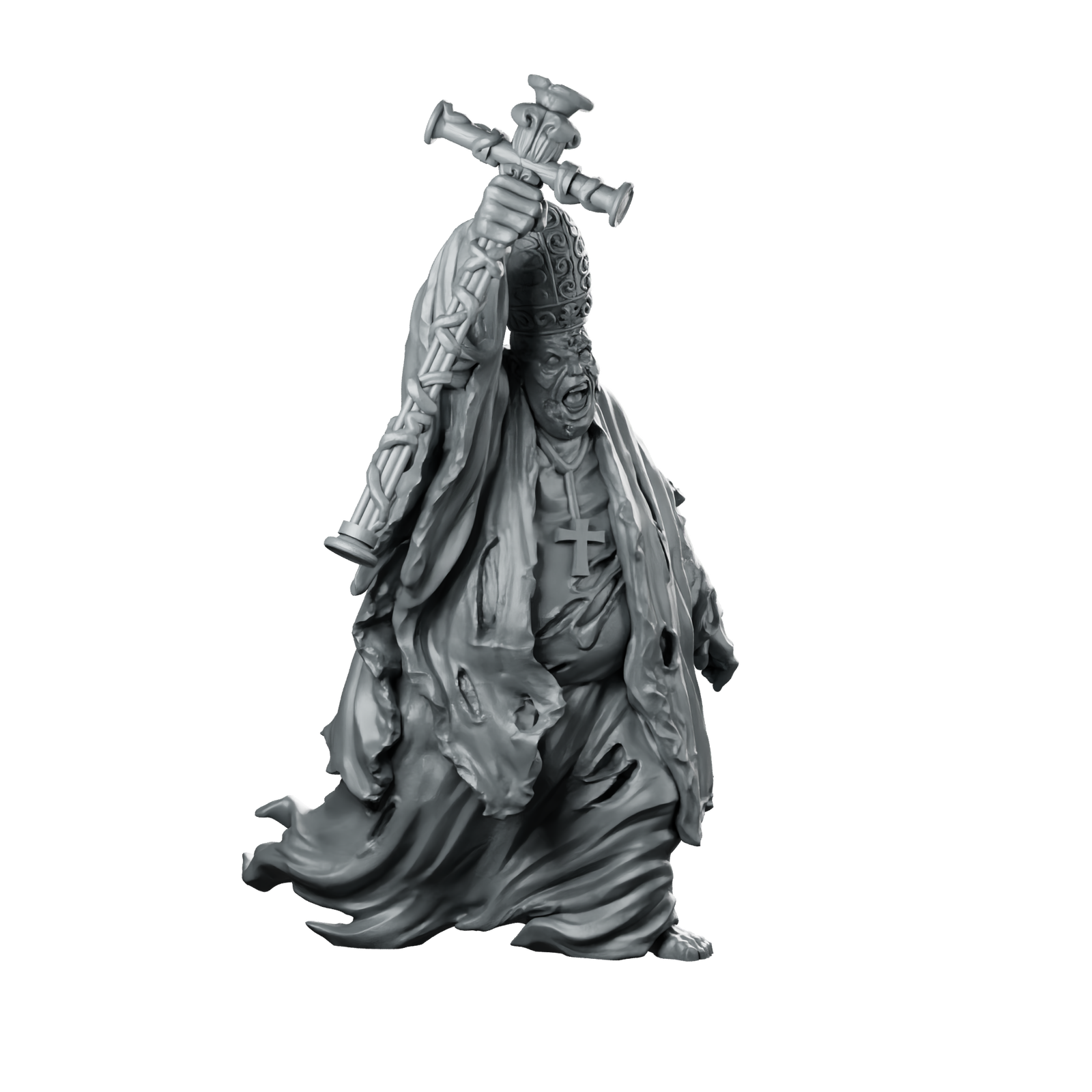 Bishop Zombie Zombie Pope Undead Cleric Corrupt Miniature 360 Spin 01