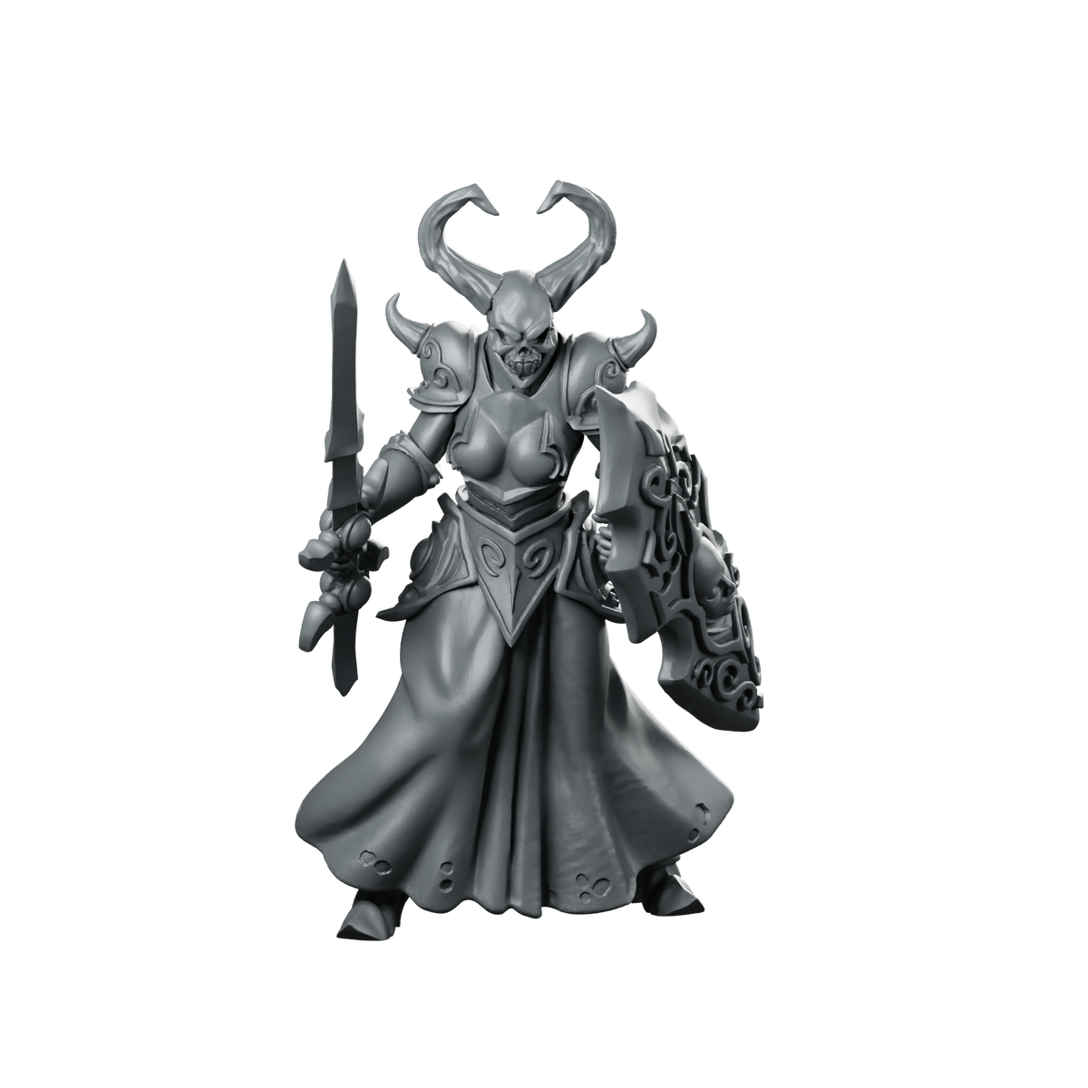 Black Heroines 1 Miniature Horned Skull Warrior Miniature 360 Spin 01