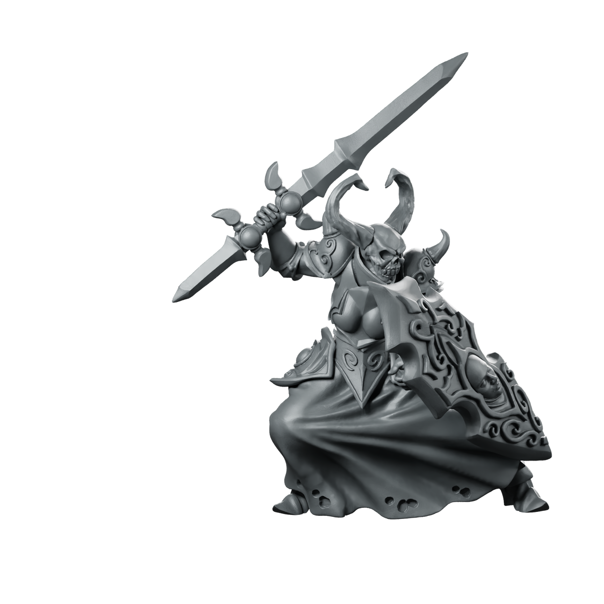 Black Heroines 3 Miniature Horned Demoness Sword Miniature 360 Spin 01