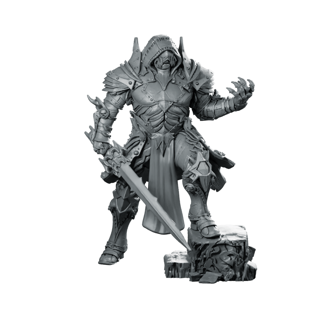 Black Knight Sword Miniature Hooded Armored Greatsword Warrior - Haito - We Print Miniatures
