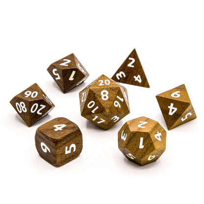 Black Walnut | Wooden Dice | 7 Piece Set - Tabletop Dominion - We Print Miniatures