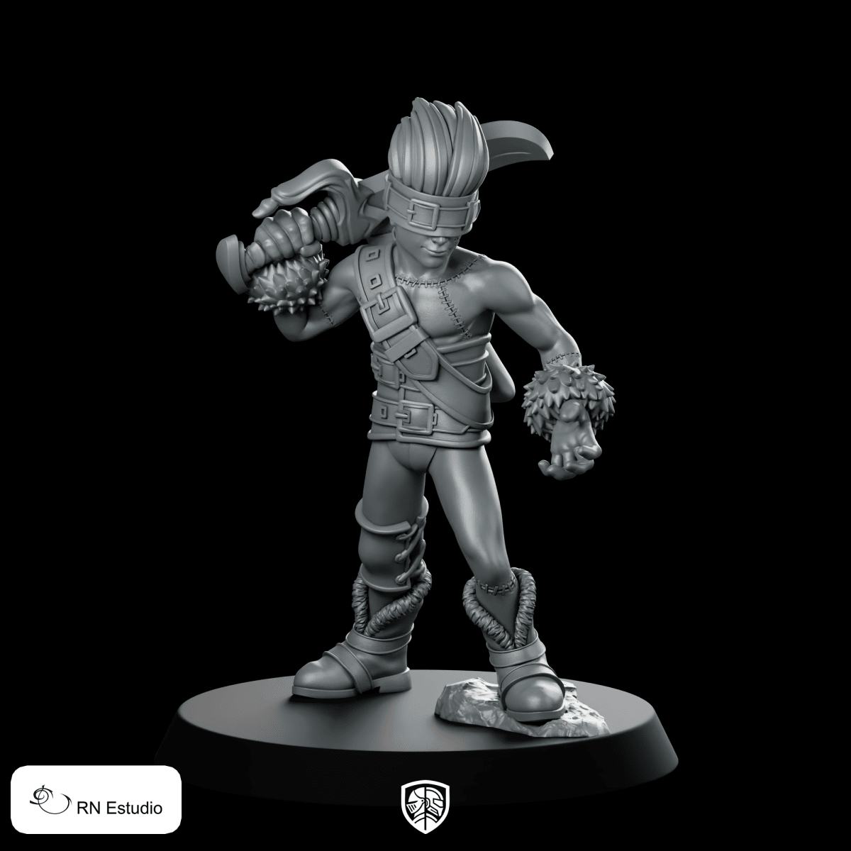 Blank Miniature Blindfolded Warrior Mercenary Hero RPG - RN Estudio - We Print Miniatures