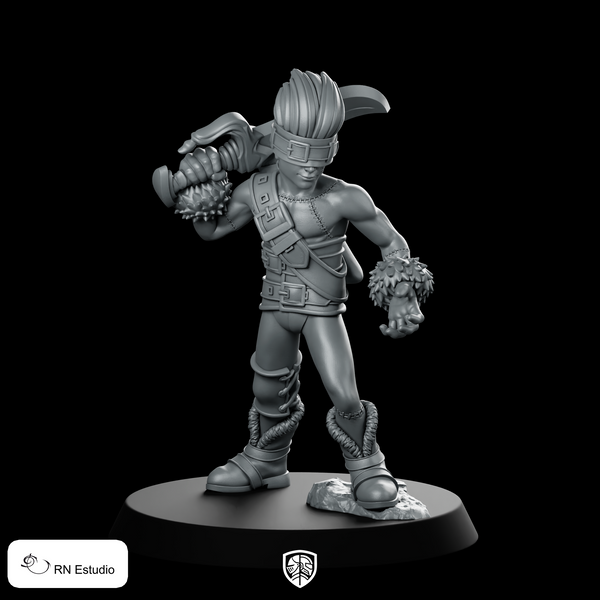 Blank Miniature Blindfolded Warrior Mercenary Hero RPG
