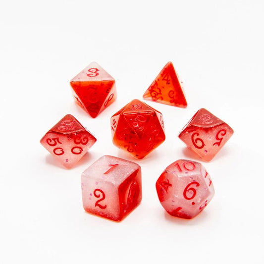 Blood Crystal | Acrylic Dice | 7 Piece Set - Tabletop Dominion - We Print Miniatures