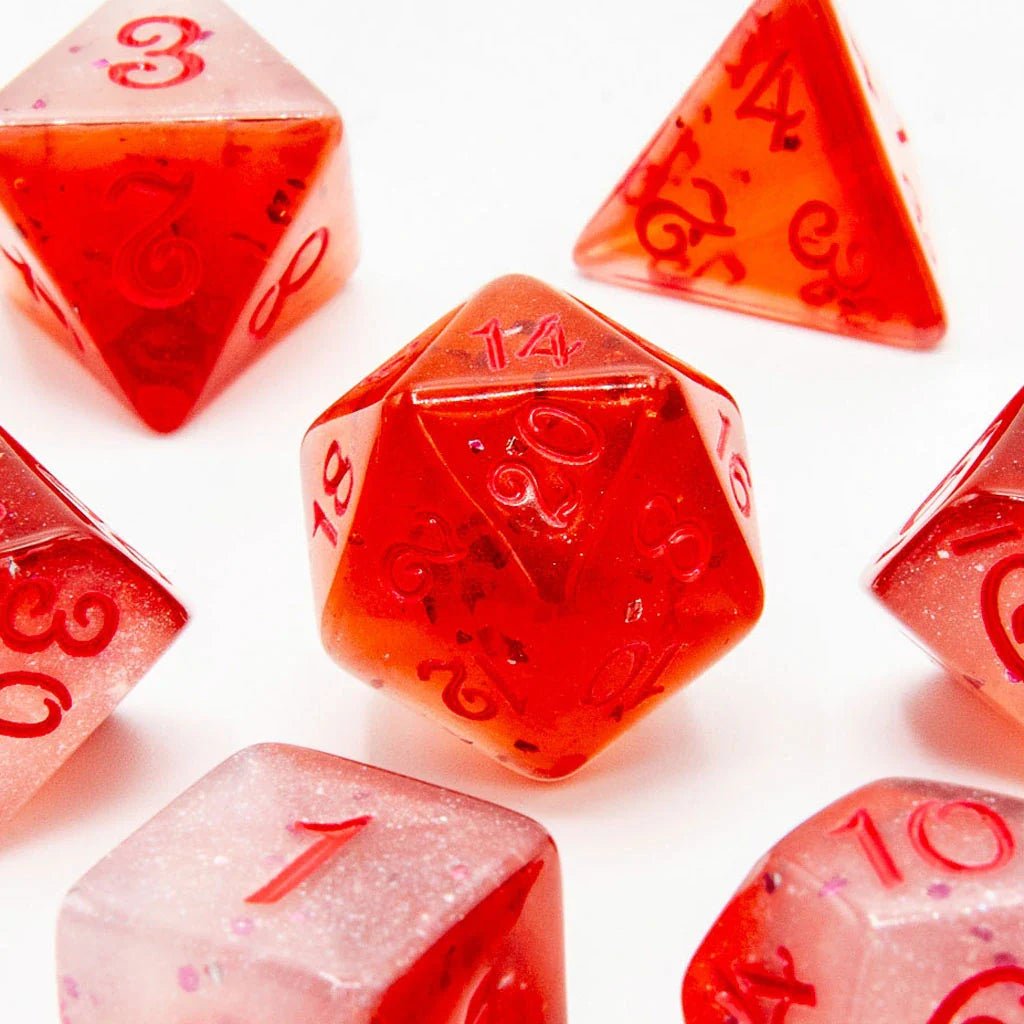 Blood Crystal | Acrylic Dice | 7 Piece Set - Tabletop Dominion - We Print Miniatures