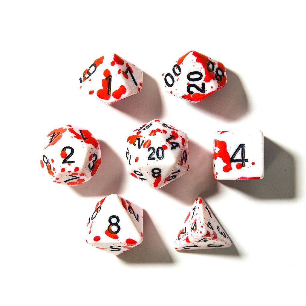 Blood Spatter | Acrylic Dice | 7 Piece Set - Tabletop Dominion - We Print Miniatures