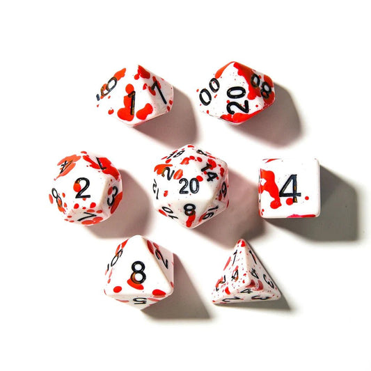 Blood Spatter | Acrylic Dice | 7 Piece Set - Tabletop Dominion - We Print Miniatures