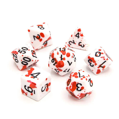 Blood Spatter | Acrylic Dice | 7 Piece Set - Tabletop Dominion - We Print Miniatures