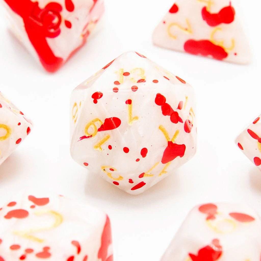 Bloodstained Ivory | Acrylic Dice | 7 Piece Set - Tabletop Dominion - We Print Miniatures