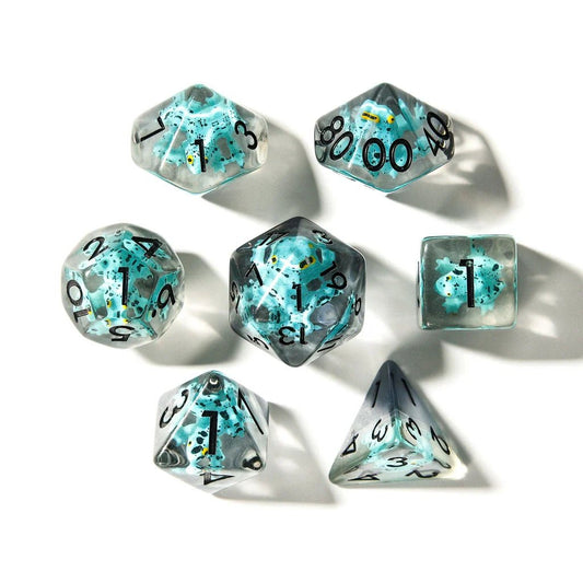 Blue Frogs | Resin Inclusion Dice | 7 Piece Set - Tabletop Dominion - We Print Miniatures