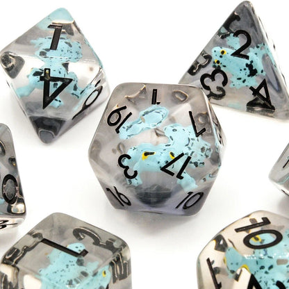Blue Frogs | Resin Inclusion Dice | 7 Piece Set - Tabletop Dominion - We Print Miniatures