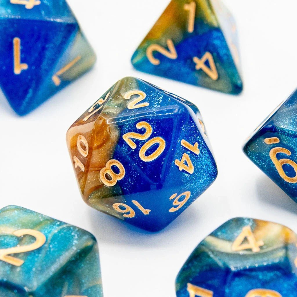 Blueberry Mango Spark | Acrylic Dice | 7 Piece Set - Tabletop Dominion - We Print Miniatures