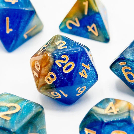 Blueberry Mango Spark | Acrylic Dice | 7 Piece Set - Tabletop Dominion - We Print Miniatures