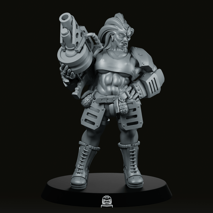 Capo Ganger Bruto con Arma Pesante Miniatura Fantascienza (Posa 3)