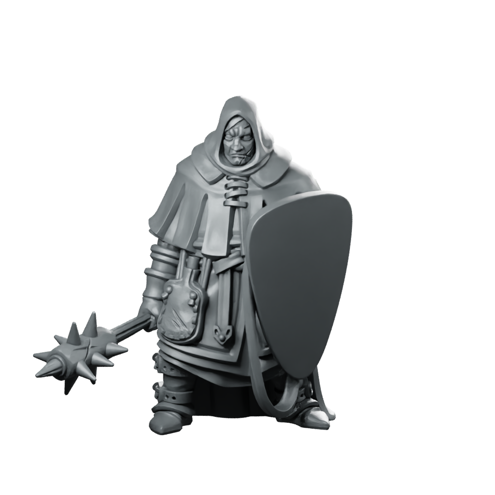 Trench Soldier Brute Mercenary Miniature Armoured Shielded Mace Miniature 360 Spin 01