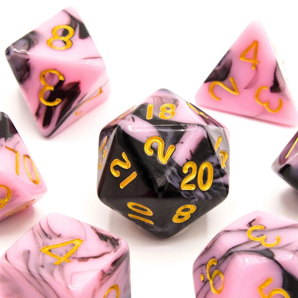 Bubblegum Midnight | Acrylic Dice | 7 Piece Set - Tabletop Dominion - We Print Miniatures