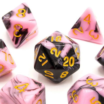 Bubblegum Midnight | Acrylic Dice | 7 Piece Set - Tabletop Dominion - We Print Miniatures
