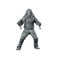 El Kamandag Scifi Miniature Cyberpunk Soldier Dual-Pistol Miniature 360 Spin 01