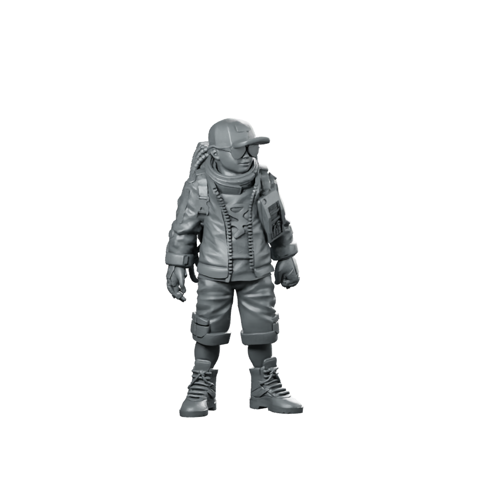 Bugboy 01 Cyberpunk Miniature Sewer Pest Controller Operative Miniature 360 Spin 01