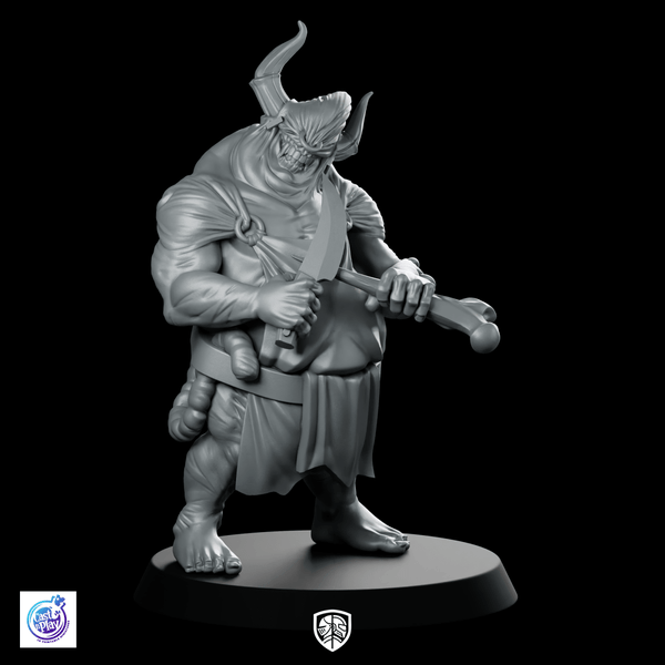 Butcher Sharpening Miniature Dark Fantasy Cleaver Enforcer - CastNPlay - We Print Miniatures