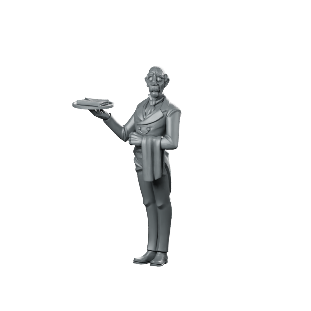 Butler Fantasy Miniature Elegant NPC Resin Tabletop Miniature 360 Spin 01