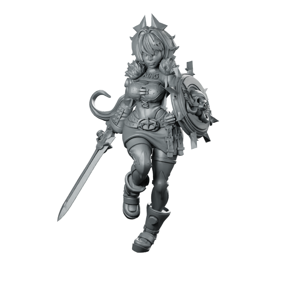 Caesar King Miniature Female Warrior Sword Shield Miniature 360 Spin 01