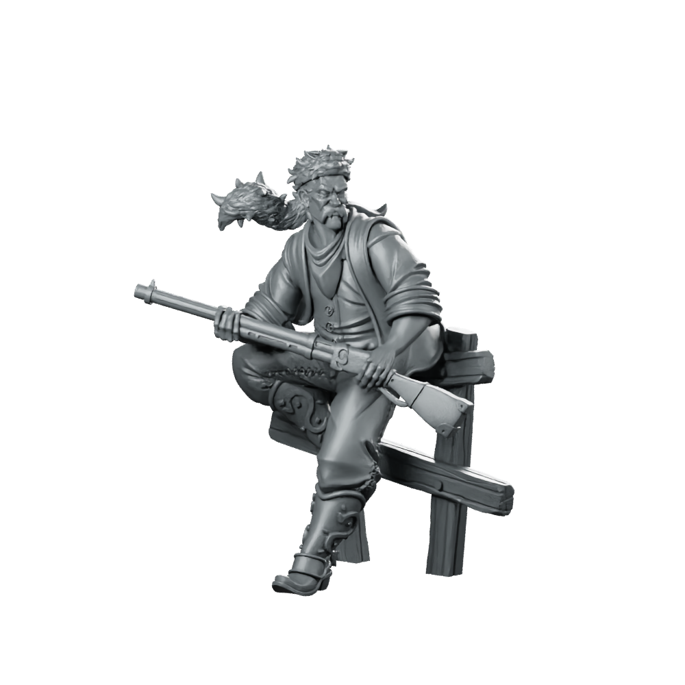 Western Caleb Frontier Tracker Miniature Rifleman Gunslinger Hero Miniature 360 Spin 01