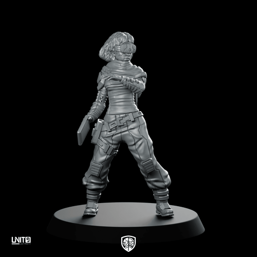 Capt. Samira Haddad Pose 2 Miniature Sci - Fi Cyberpunk - Unit9 - We Print Miniatures