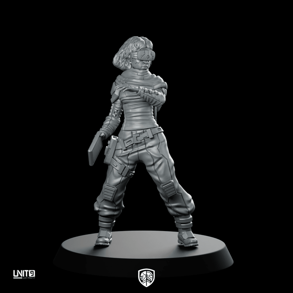 Capt. Samira Haddad Pose 2 Miniature Sci - Fi Cyberpunk - Unit9 - We Print Miniatures