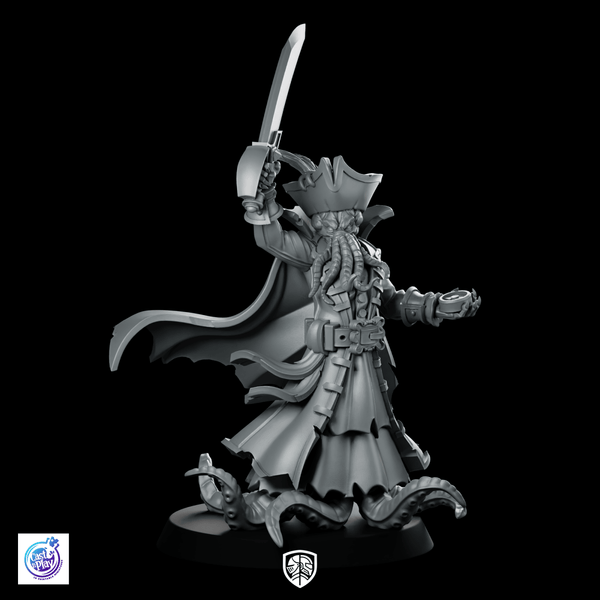 Captain Mindhost Miniature Eldritch Pirate Tentacle - CastNPlay - We Print Miniatures