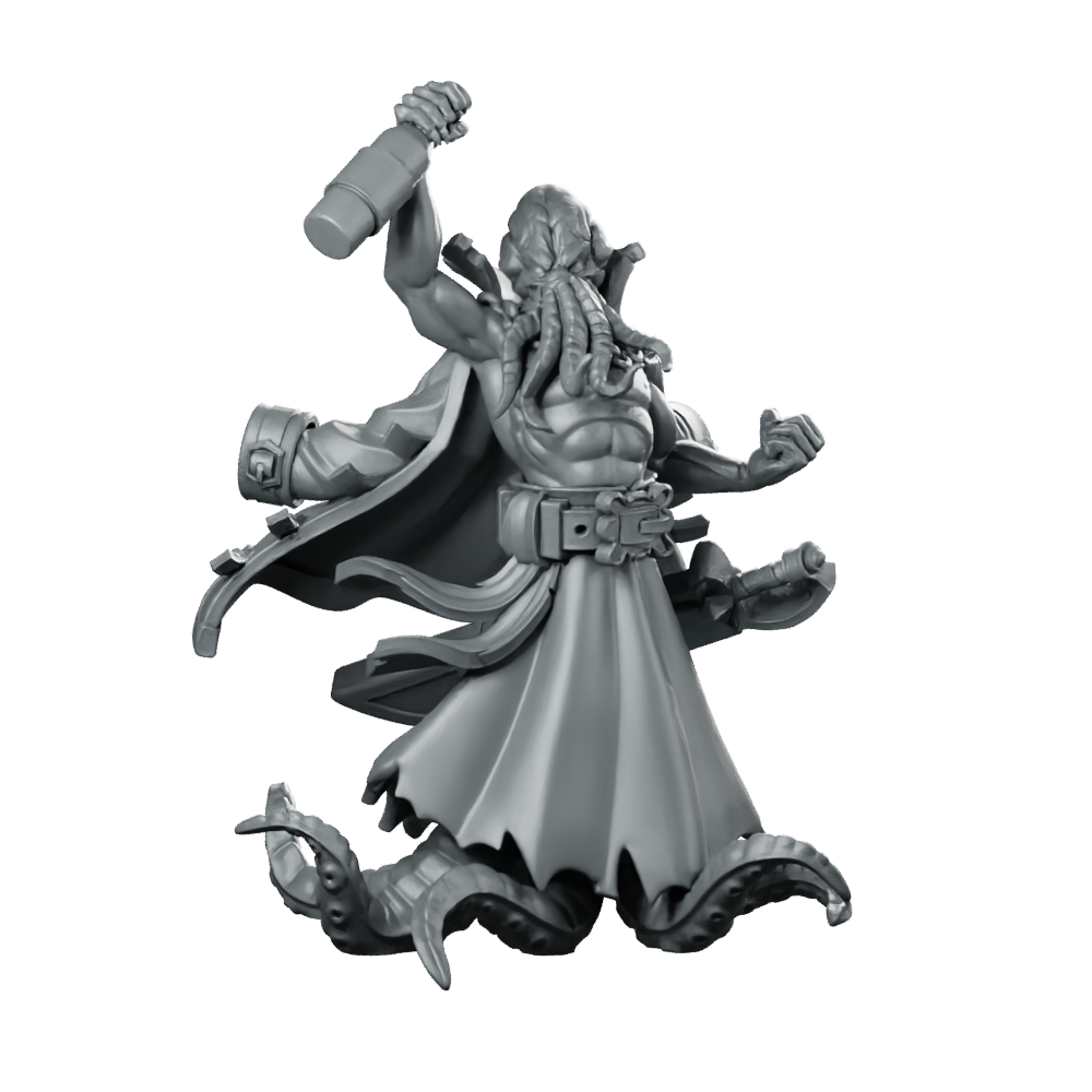 Captain Mindhost V2 Miniature Eldritch Tentacled Pirate Boss Miniature 360 Spin 01
