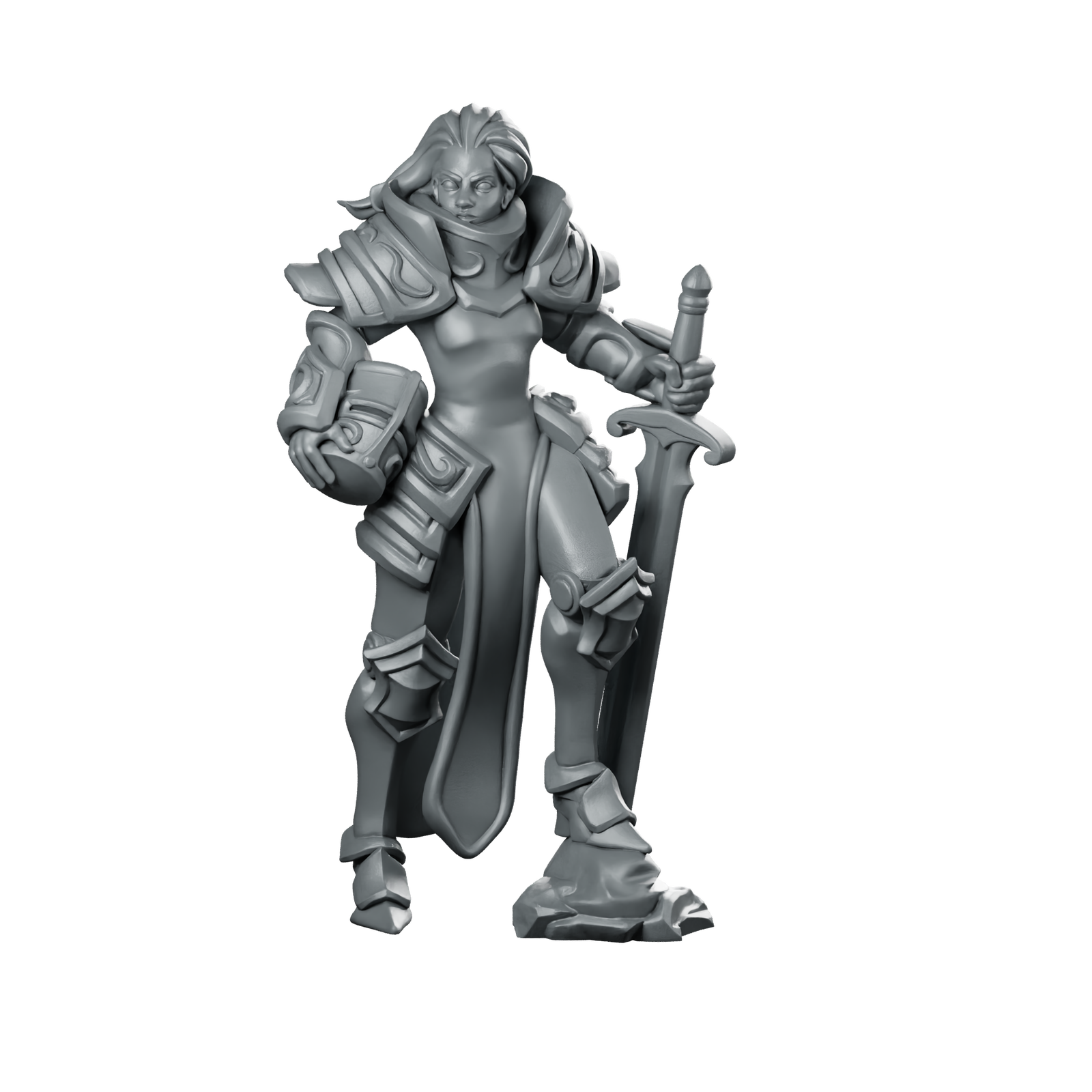 Female Captain Miniature Armoured Paladin Heroine Miniature 360 Spin 01