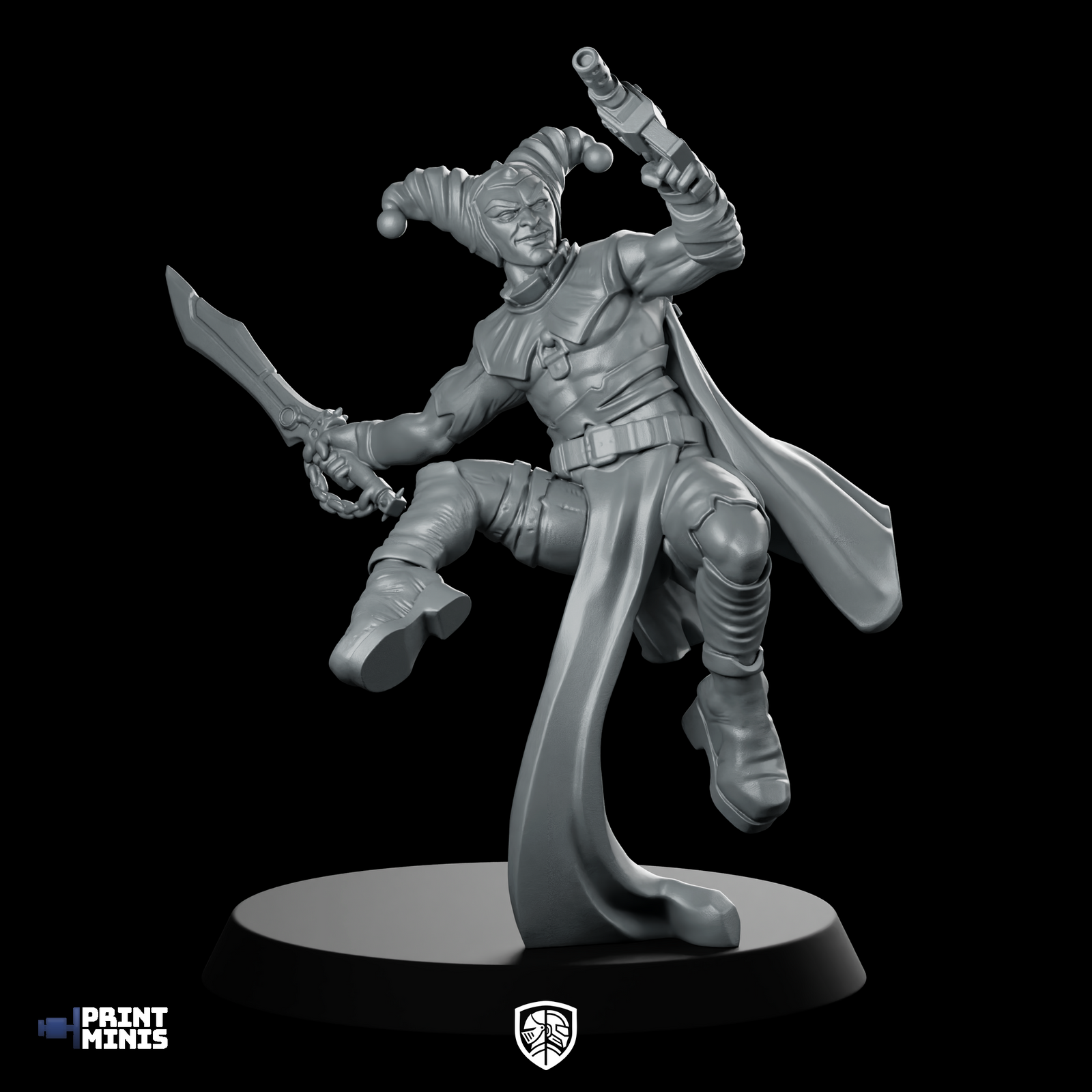 Caraval Male Autopistol And Sword Miniature Cyberpunk Showman