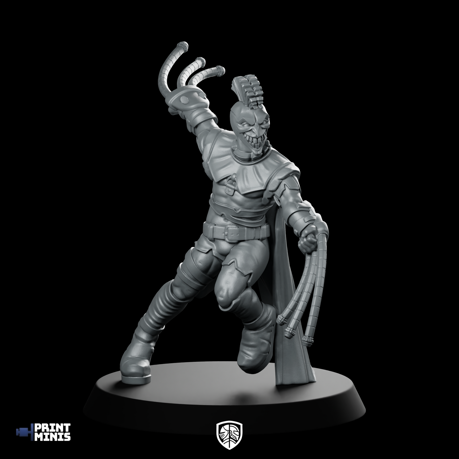 Caraval Male Dual Flails Miniature Cyberpunk Raider Champion