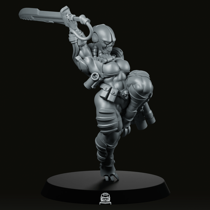 Carnage Warden, assassino di fantascienza in salto con maschera a teschio e lama gigante – Miniatura
