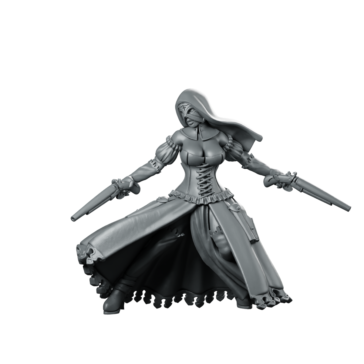 Carnival Nuns 2 Miniature Masked Duelist Pistols Miniature 360 Spin 01