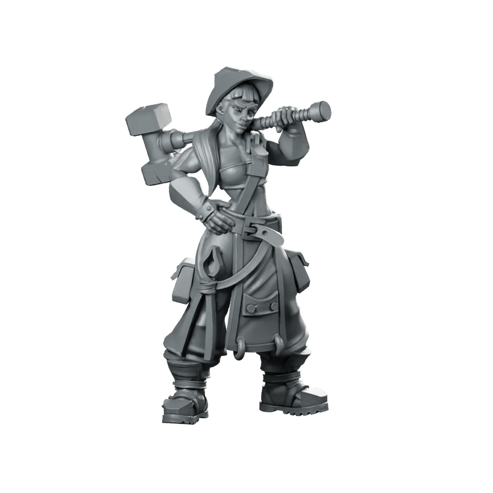 Carol Red Ready to Forge miniature blacksmith adventurer Miniature 360 Spin 01