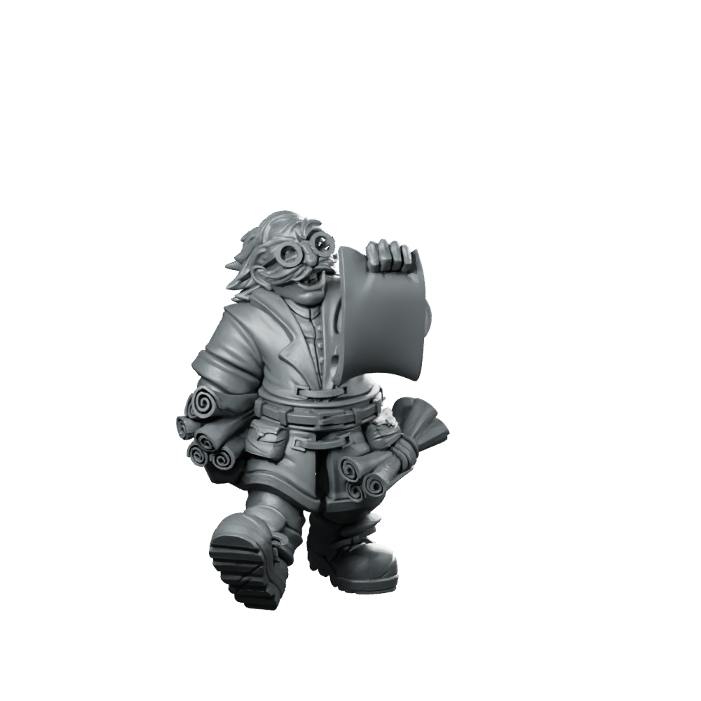 Cartographer Eisakk Reading Map Miniature Dwarf Explorer Miniature 360 Spin 01