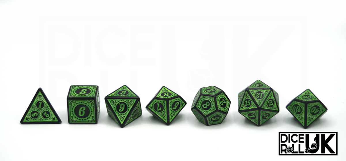 Carved Dice - Green - DiceRoll UK - We Print Miniatures