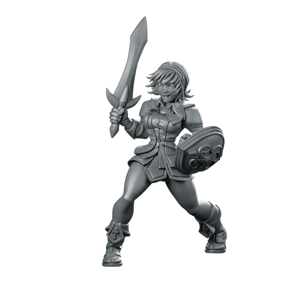 Cassandra Miniature Swordmaiden Shieldbearer - RN Estudio - We Print Miniatures