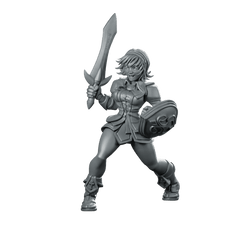 Cassandra Miniature Swordmaiden Shieldbearer - RN Estudio - We Print Miniatures