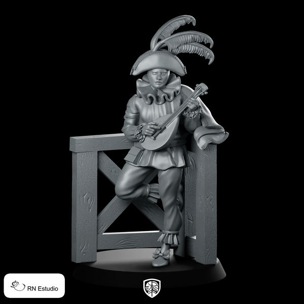 Cassandro Miniature Elegant Plumed Bard Courtier Hero