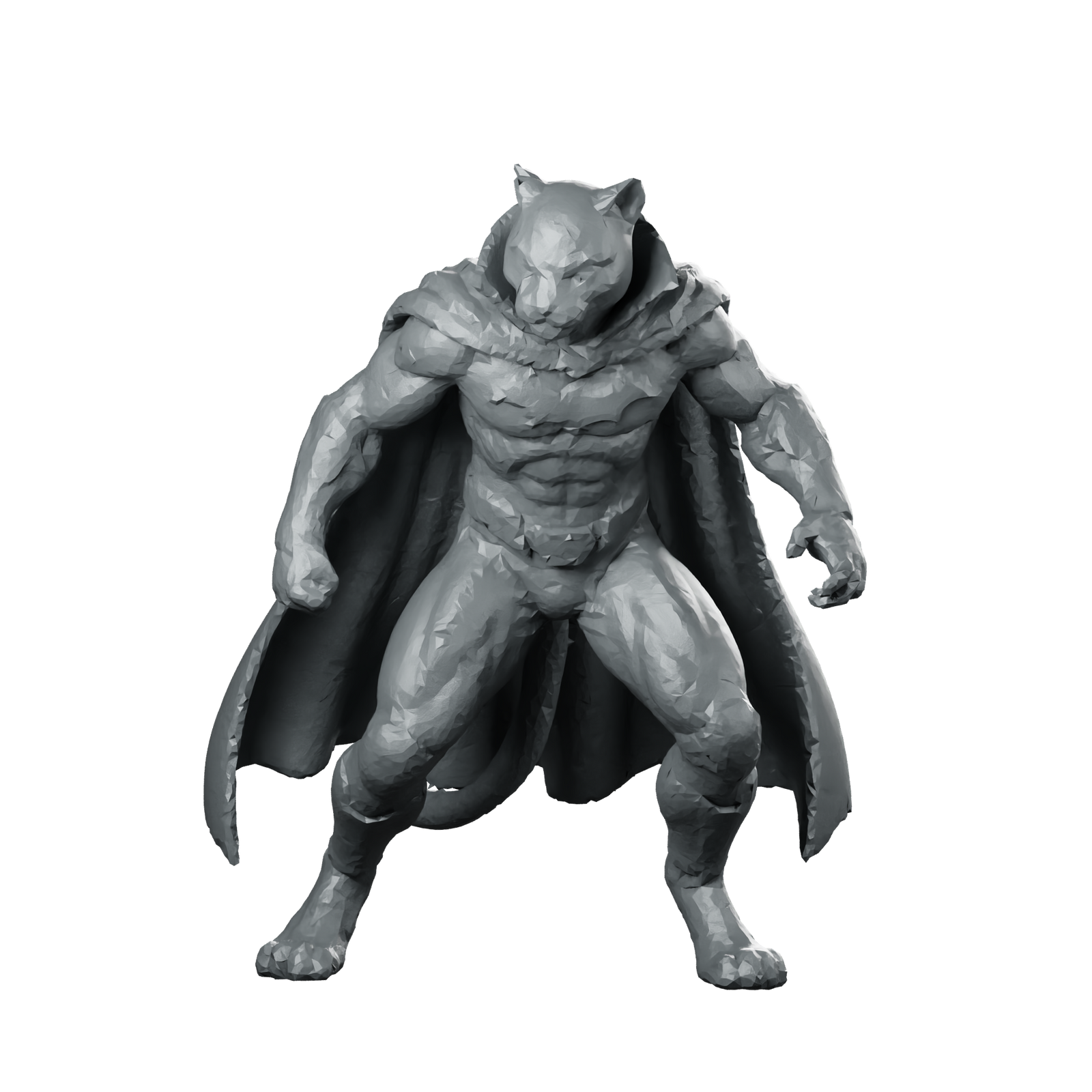 Cat Superhero 3D Model (1) Catfolk Warrior Miniature 360 Spin 01