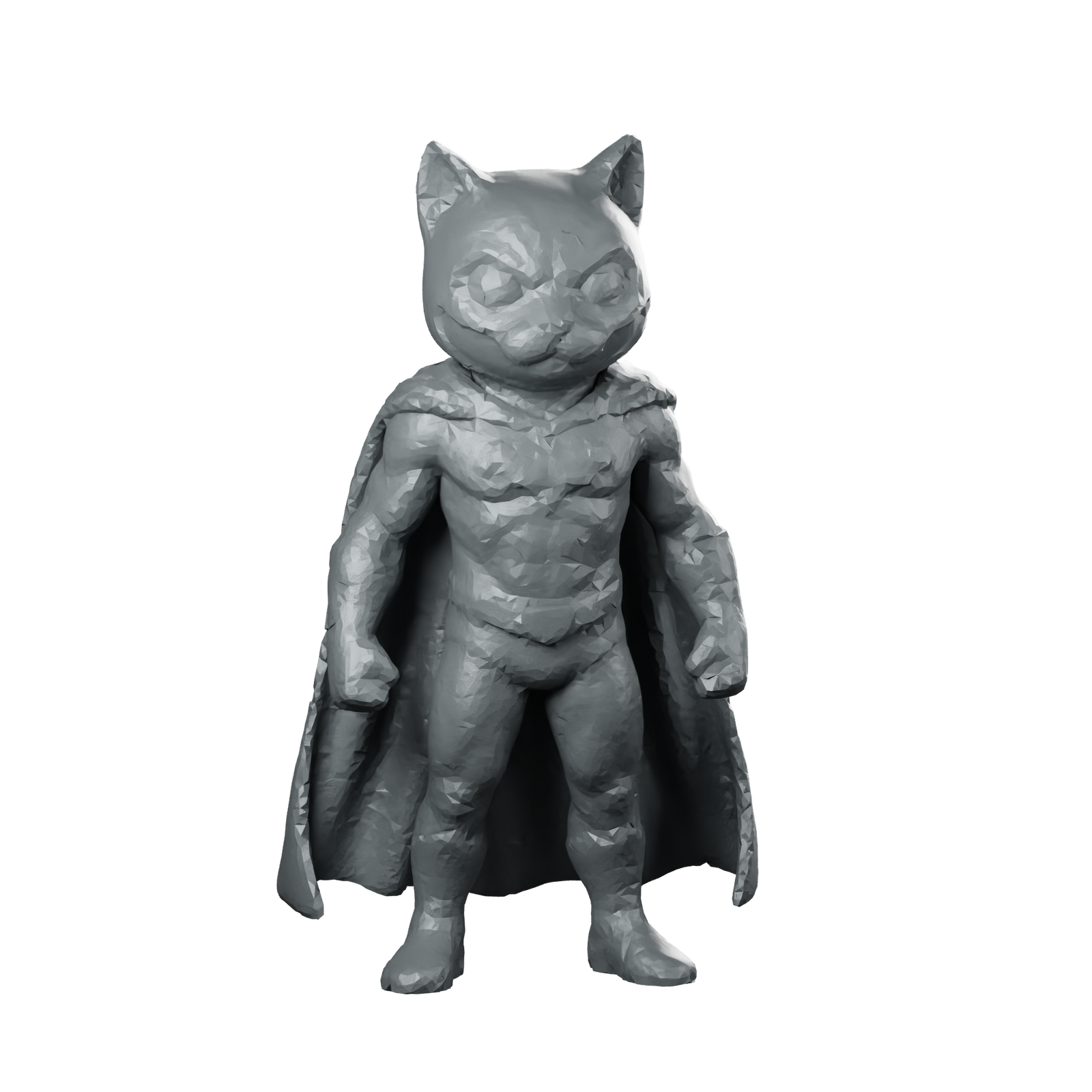 Cat Superhero 3D Model Caped Tabaxi Warrior Miniature 360 Spin 01