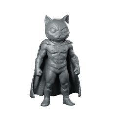 Cat Superhero 3D Model Caped Tabaxi Warrior Miniature 360 Spin 01