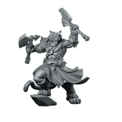 Catfolk Barbarian A Miniature Feral Axe Warrior - CastNPlay - We Print Miniatures