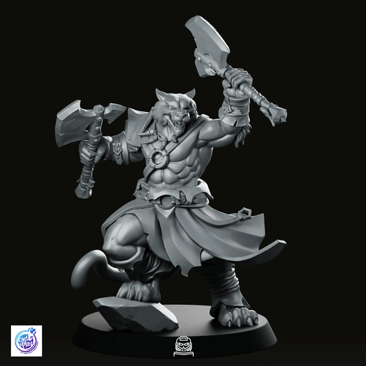 Catfolk Barbarian A Miniature - CastNPlay - We Print Miniatures