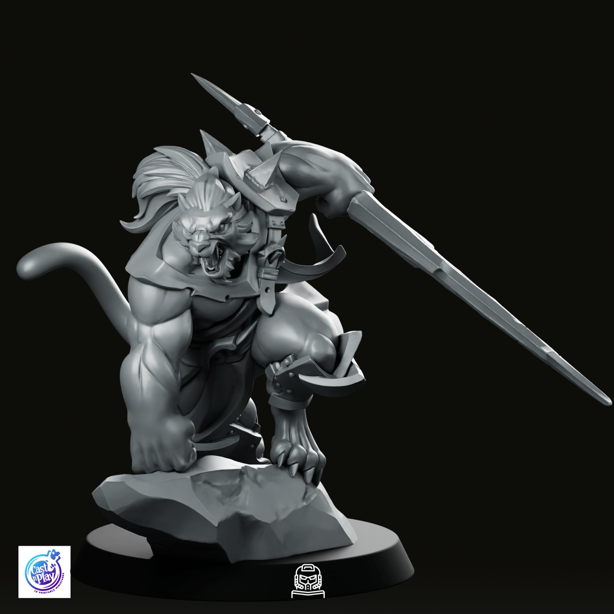 Catfolk Barbarian C Miniature - CastNPlay - We Print Miniatures