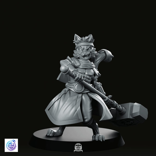 Catfolk Barbarian Miniature - CastNPlay - We Print Miniatures